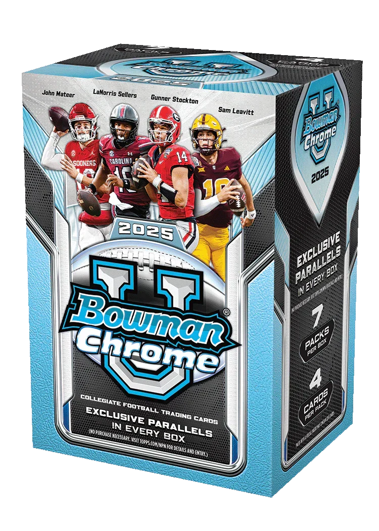 2025 Bowman Chrome University Football Blaster 40-Box Case - Factory Sealed