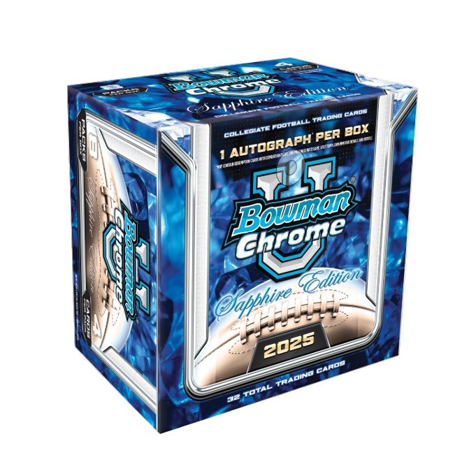 2025 Bowman Chrome University Football Sapphire Hobby 10-Box Case - Factory Sealed
