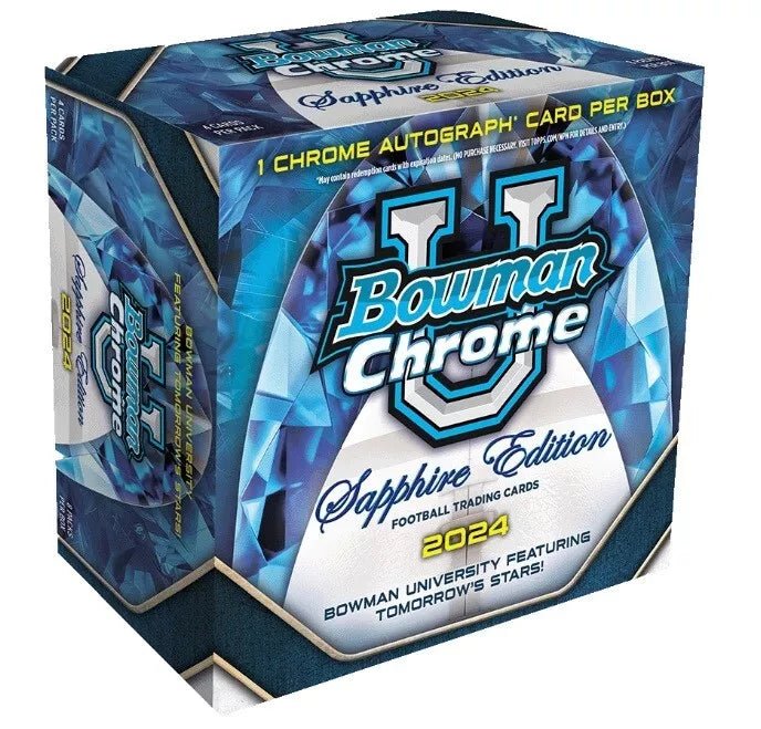 2024 Bowman Chrome University Football Sapphire Edition 10-Box Case - Factory Sealed